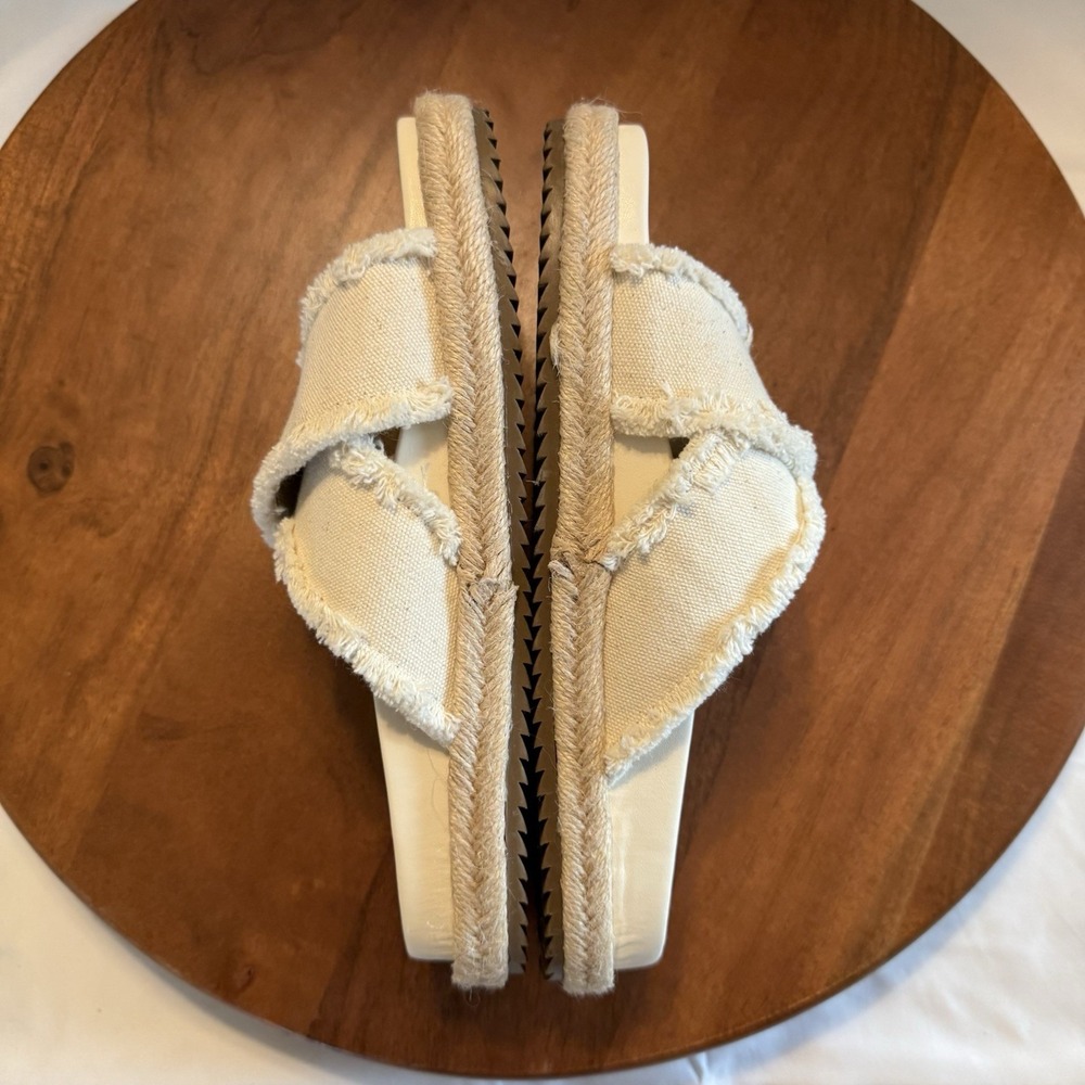 ShuShop Cream Frayed Crossband Sandals - Picture 13 of 16